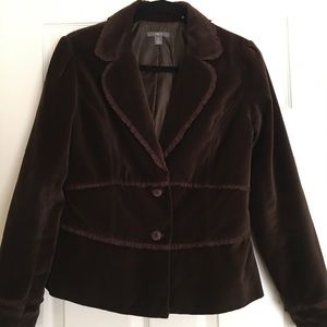 Velour-ish jacket with ruffles trim